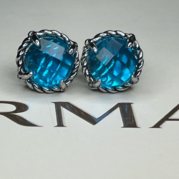 David Yurman Chatelaine Earrings in Blue Topaz - Picture 3 of 8